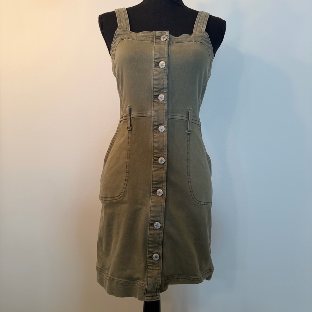 American Eagle Outfitters Women S Button-Down Mini Dress Overall Utility Stretch